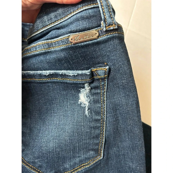 Kancan Mid Rise Ankle Skinny Jeans Size 11/29 Dark Wash Raw Hem KC8396D - Picture 5 of 11